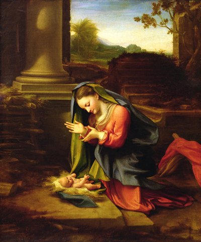 Unsere Liebe Frau betet das Kind an, um 1518-20 von Antonio da Correggio